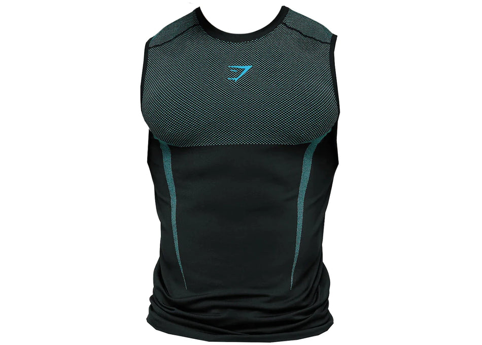 Gymshark Onyx 5.0 Muscle Fit Tank Black/Brand Blue