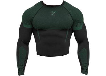 Gymshark Onyx 5.0 Seamless Longsleeve T-shirt Black/Lift Green