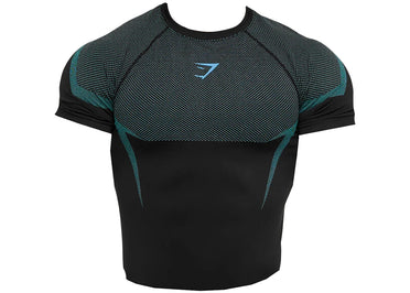 Gymshark Onyx 5.0 Seamless Muscle Fit T-shirt Black/Brand Blue