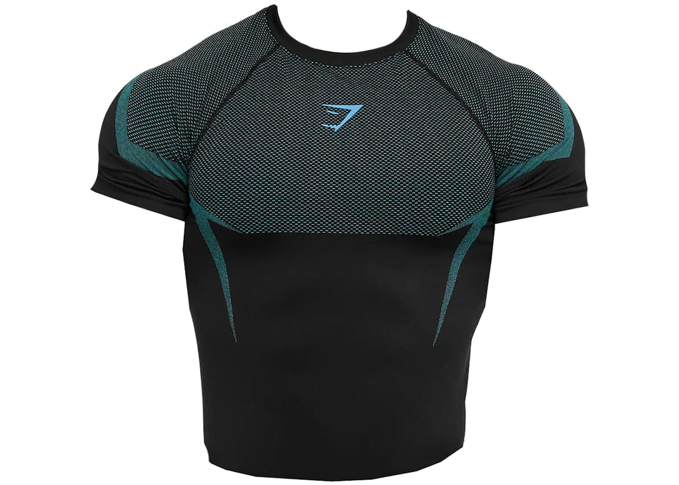 Gymshark Onyx 5.0 Seamless Muscle Fit T-shirt Black/Brand Blue