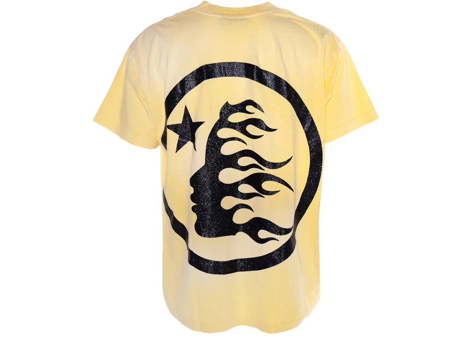 Hellstar Classic Black Glitter Logo T-Shirt Yellow