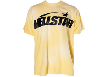 Hellstar Classic Black Glitter Logo T-Shirt Yellow