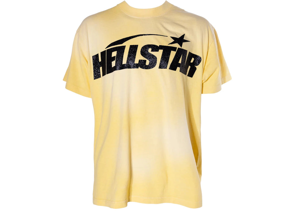 Hellstar Classic Black Glitter Logo T-Shirt Yellow