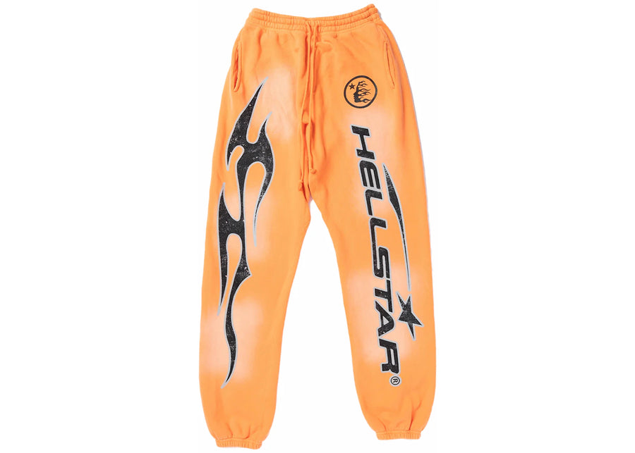 Pantalon de survêtement Hellstar Fire Orange à bas élastique fermé, teinture orange