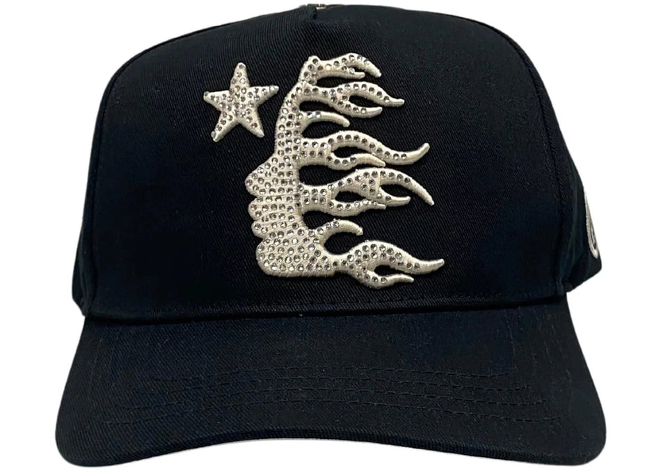 Hellstar OG Logo Rhinestone Snapback Hat Black