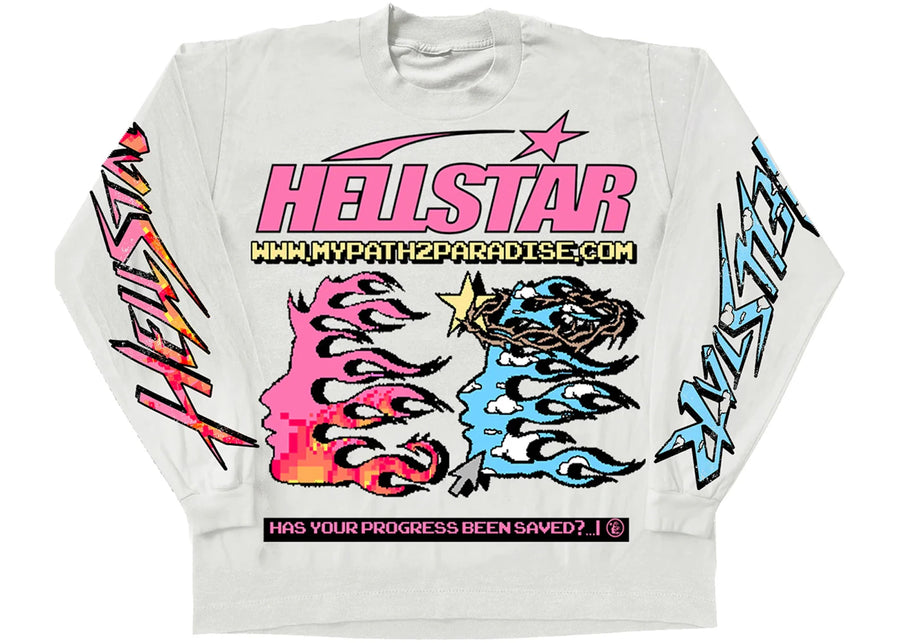 T-shirt Hellstar Pixel manches longues blanc