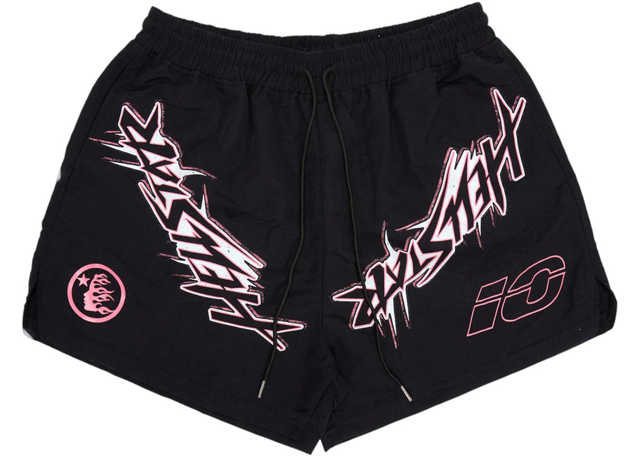 Short de sport Hellstar en nylon ciré noir
