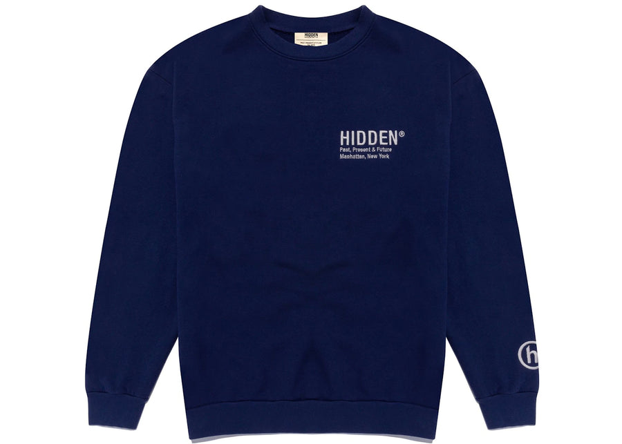 Sweat-shirt à col rond bleu marine avec logo NY caché