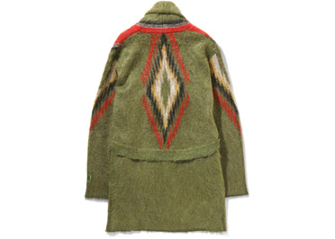 Hidden NY x Needles Mohair Shawl Cardigan Green Native Pattern