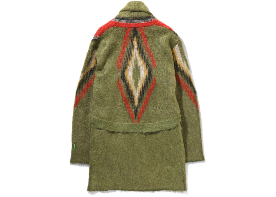 Hidden NY x Needles Mohair Shawl Cardigan Green Native Pattern
