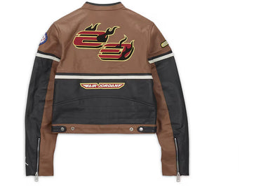 Jordan x Travis Scott Cactus Jack Women's Leather Jacket Archaeo Brown