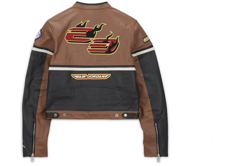 Jordan x Travis Scott Cactus Jack Women's Leather Jacket Archaeo Brown