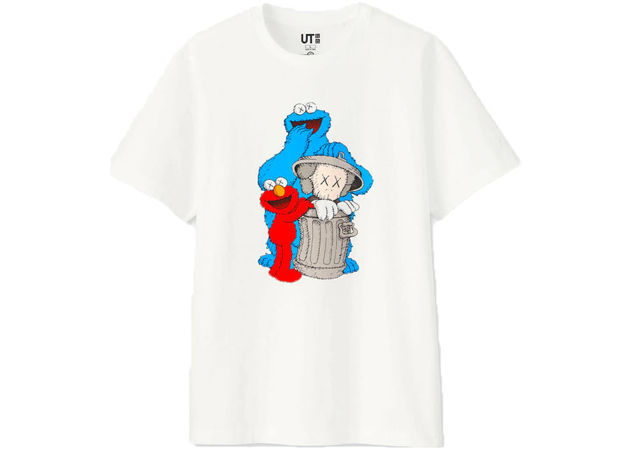 T-shirt blanc KAWS x Uniqlo x Sesame Street Companion Trash Can