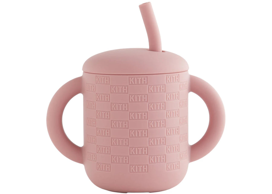 Kith Kids Mushie Gobelet d'apprentissage en silicone et paille, couleur Quartz poussiéreux
