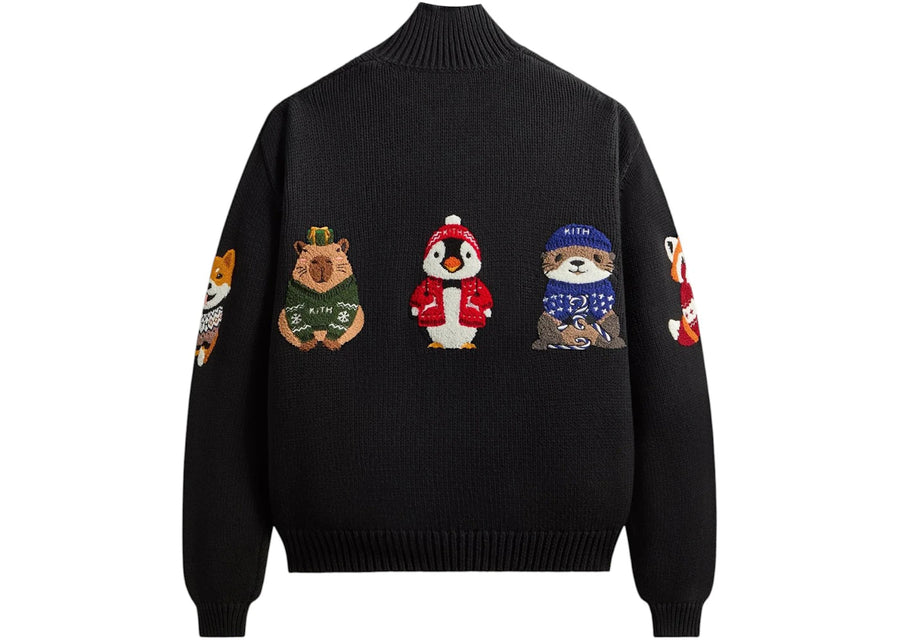 Pull Kith Kithmas Animaux Wyona à quart de zip noir