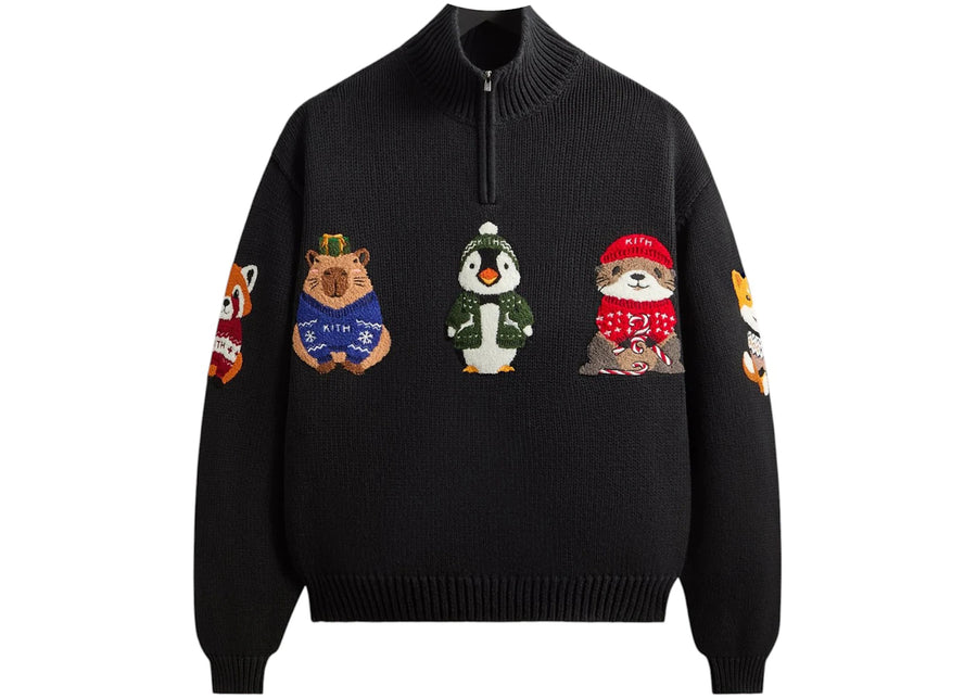 Pull Kith Kithmas Animaux Wyona à quart de zip noir