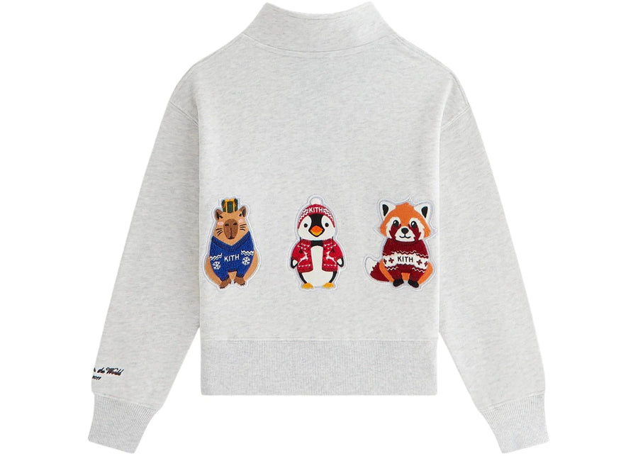 Kith Kithmas Kids &amp; Friend Hunter Quarter Zip Gris chiné clair