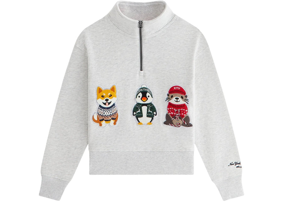 Kith Kithmas Kids &amp; Friend Hunter Quarter Zip Gris chiné clair