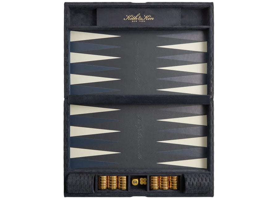 Kith Kithmas Monogram Debossed Suede Backgammon Set Ink