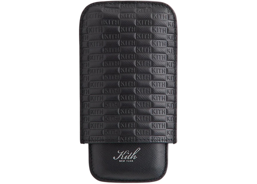 Étui à cigares Kith Kithmas Monogram en cuir Saffiano noir (FW25)