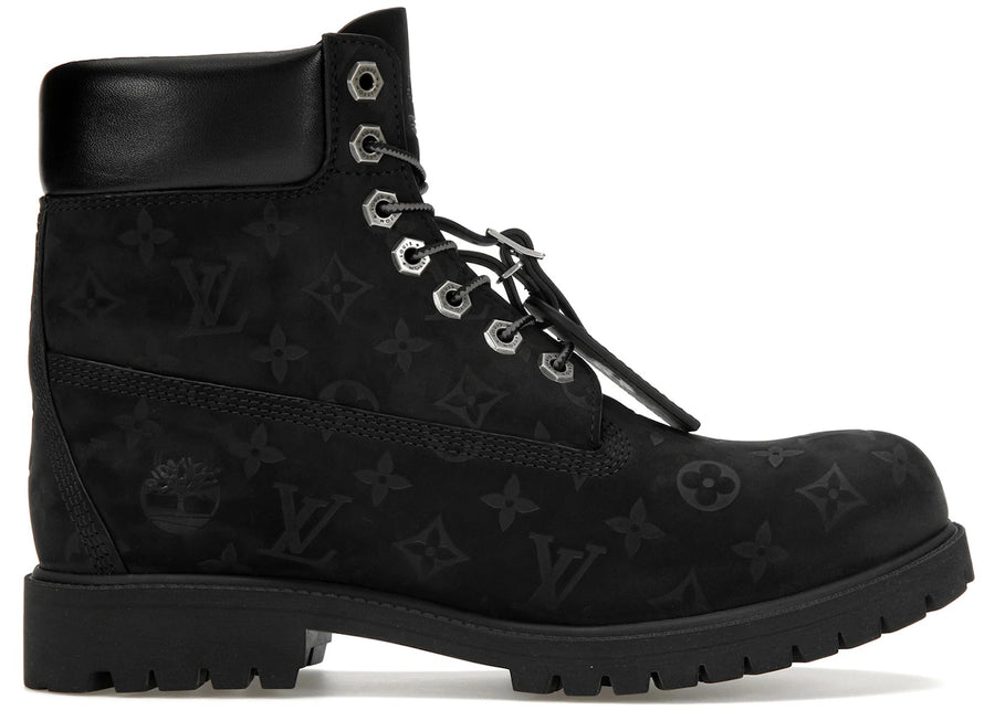Bottines Louis Vuitton Timberland 6" noires monogrammées