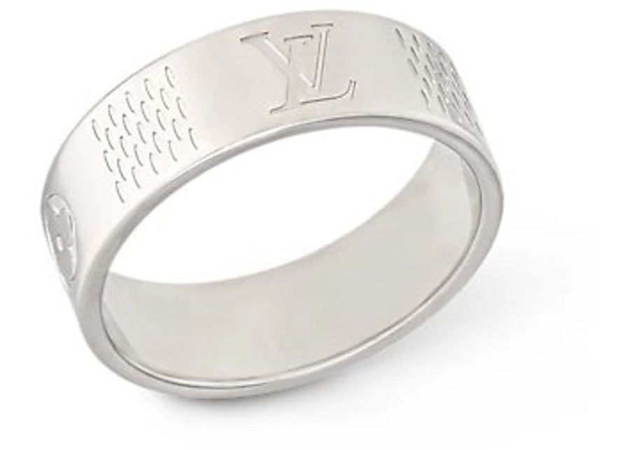 Bague fine Louis Vuitton Damier Staples en argent