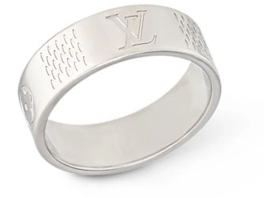 Louis Vuitton Damier Staples Thin Ring Silver