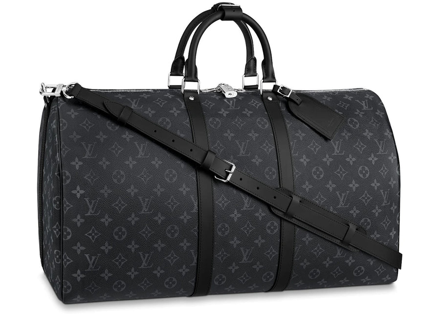Sac Louis Vuitton Keepall Bandoulière Monogram Eclipse 55 Noir/Gris