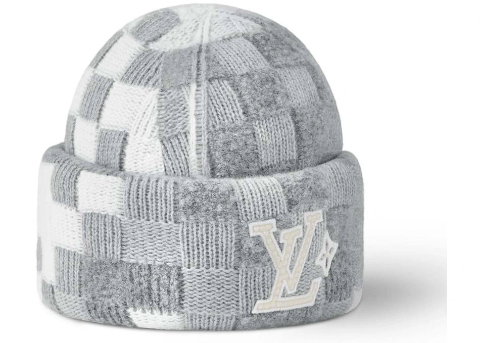 Louis Vuitton LV Crush Damoflage Pearls Beanie Light Gray