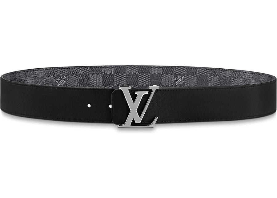 Ceinture réversible Louis Vuitton LV Initiales à boucle argentée, Damier Graphite, doublure noire, 40 mm