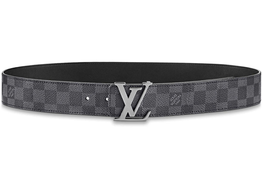Ceinture réversible Louis Vuitton LV Initiales à boucle argentée, Damier Graphite, doublure noire, 40 mm