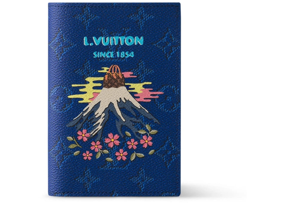 Louis Vuitton Monogram Souvenir Passport Cover Blue