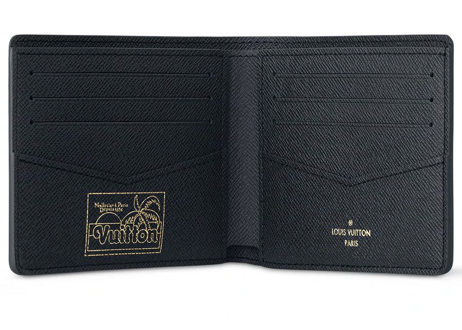 Portefeuille fin Louis Vuitton Monogram Surfin' bleu marine
