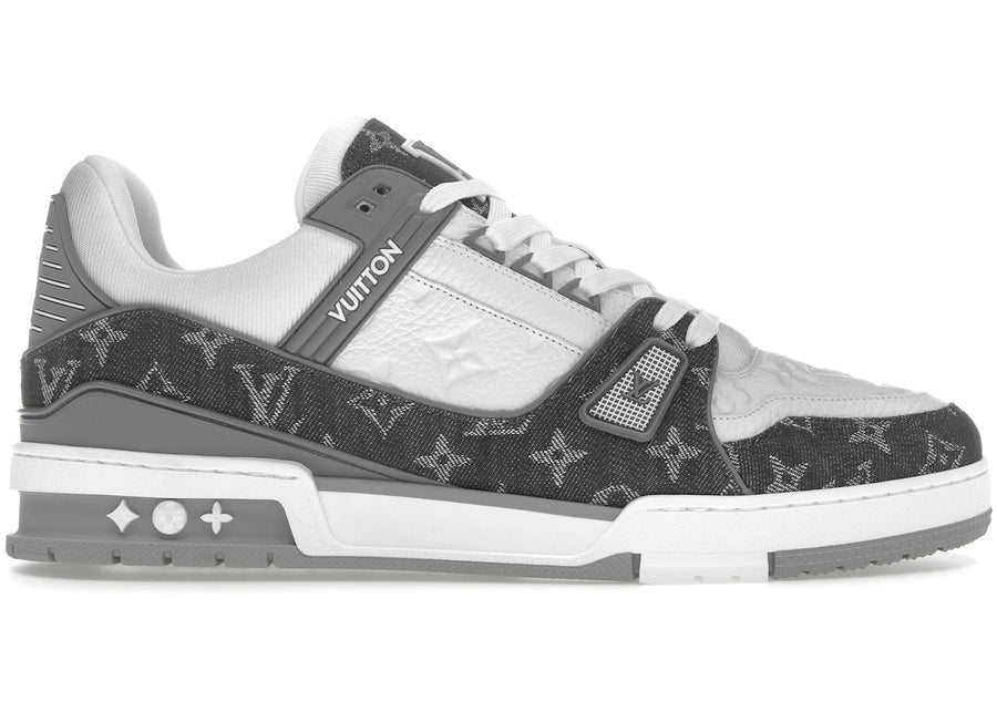Baskets Louis Vuitton Monogram Denim Gris Blanc