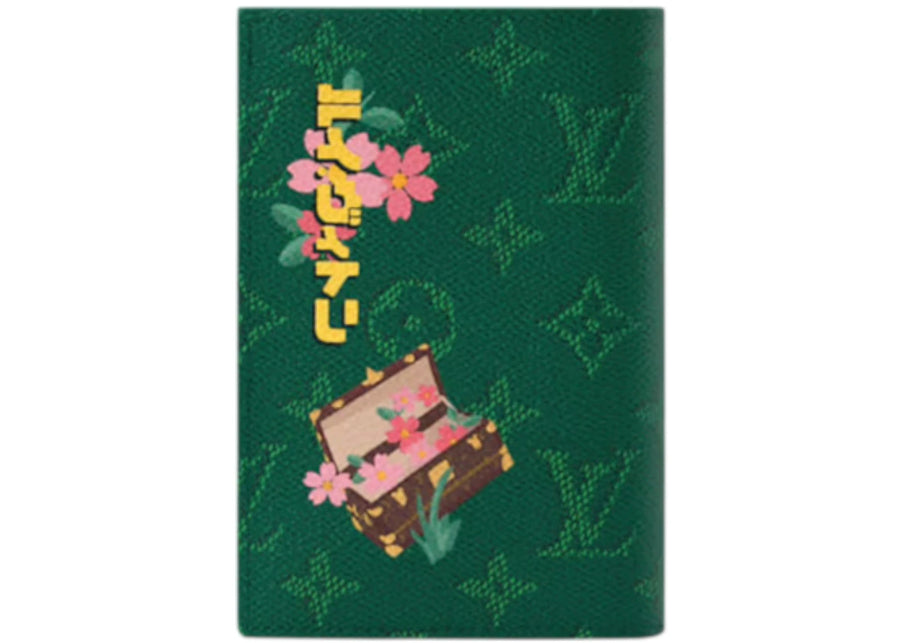 Étui de passeport Louis Vuitton x Nigo vert