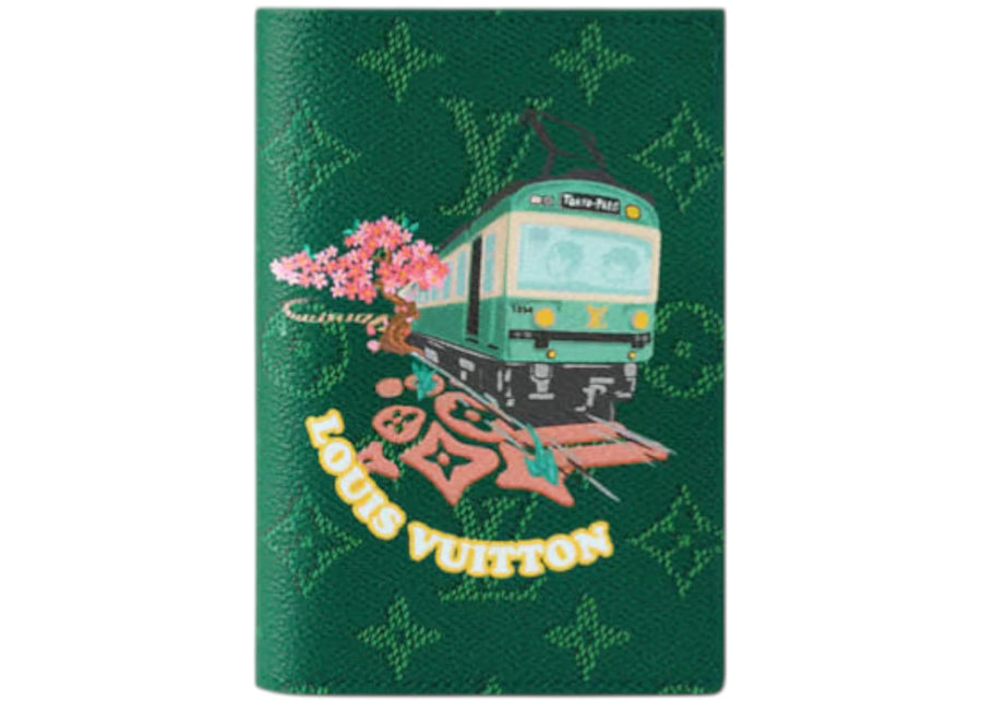Étui de passeport Louis Vuitton x Nigo vert