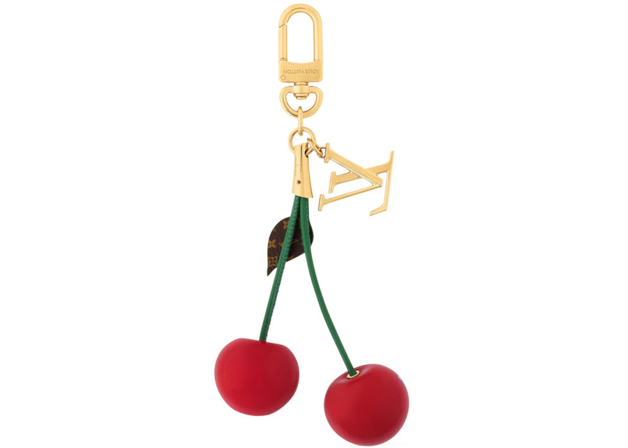 Porte-clés Louis Vuitton x Takashi Murakami Cherry en métal doré