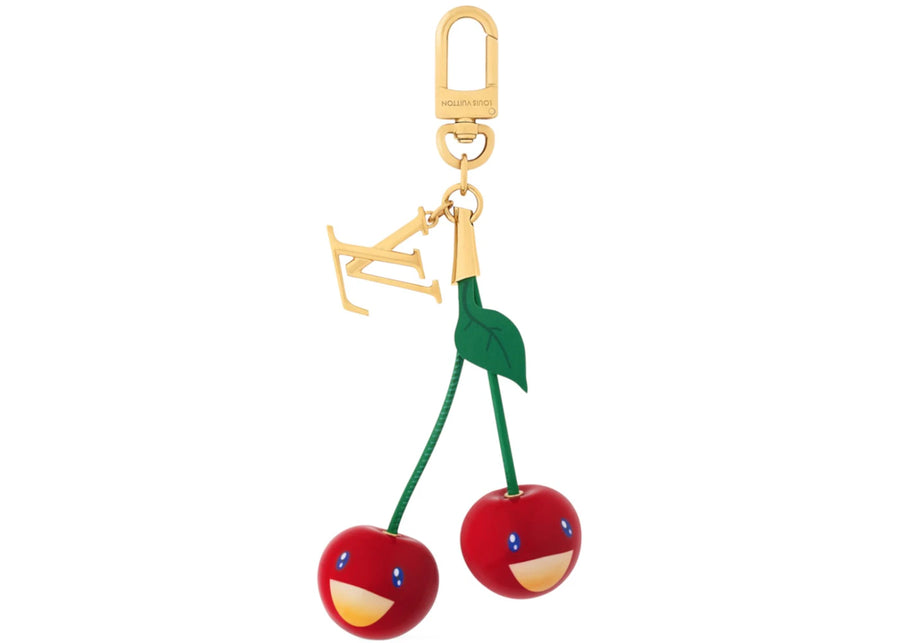 Porte-clés Louis Vuitton x Takashi Murakami Cherry en métal doré