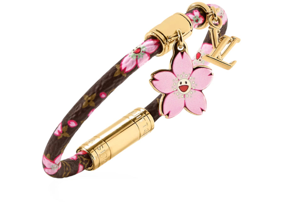 Bracelet Louis Vuitton x Takashi Murakami Fleur de cerisier Sakura marron