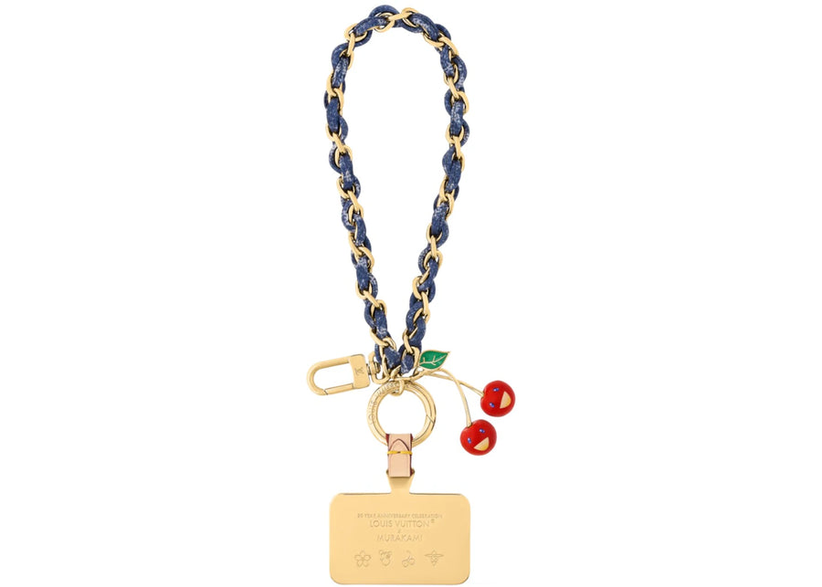 Louis Vuitton x Takashi Murakami Étui de téléphone en denim cerise Monogramme denim