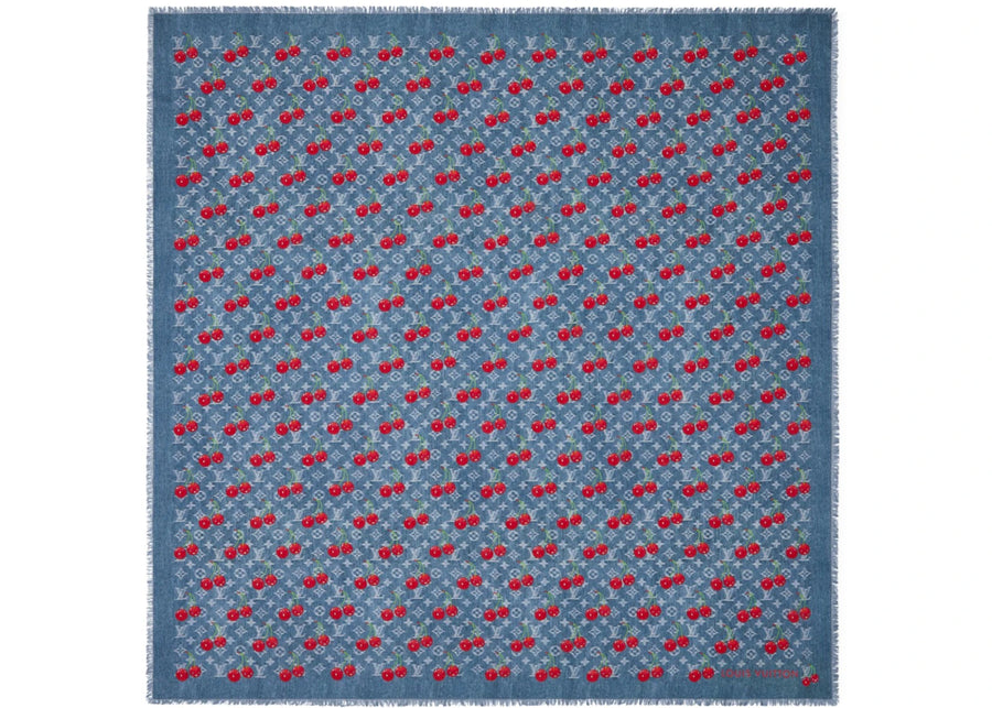 Louis Vuitton x Takashi Murakami Denim Cherry Shawl Bleu Denim