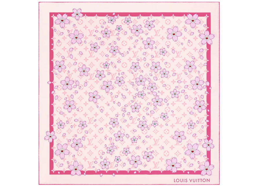 Louis Vuitton x Takashi Murakami Monogram Fleur de Cerisier Carré 70 Rose