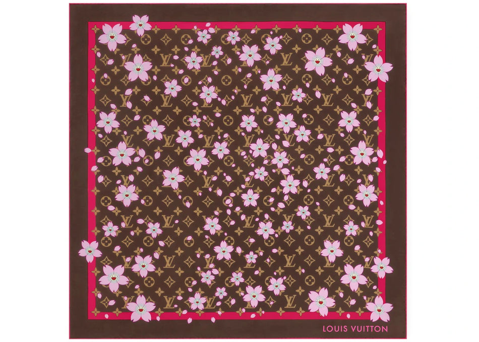 Louis Vuitton x Takashi Murakami Monogram Cherry Blossom Square 70 Sakura Brown