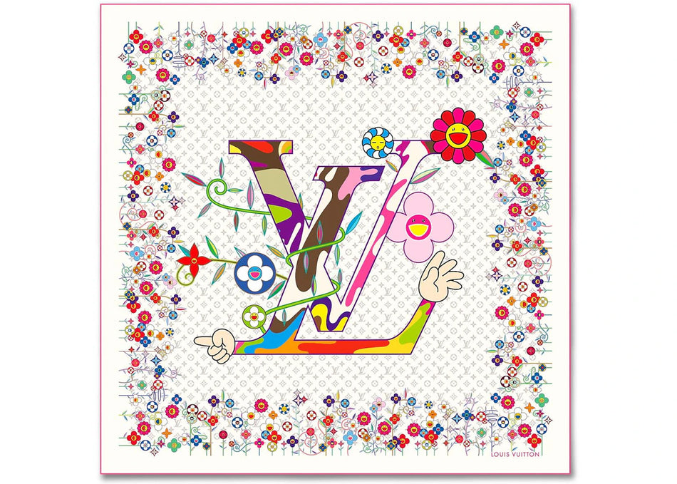 Louis Vuitton x Takashi Murakami Monogram Superflat Shawl White