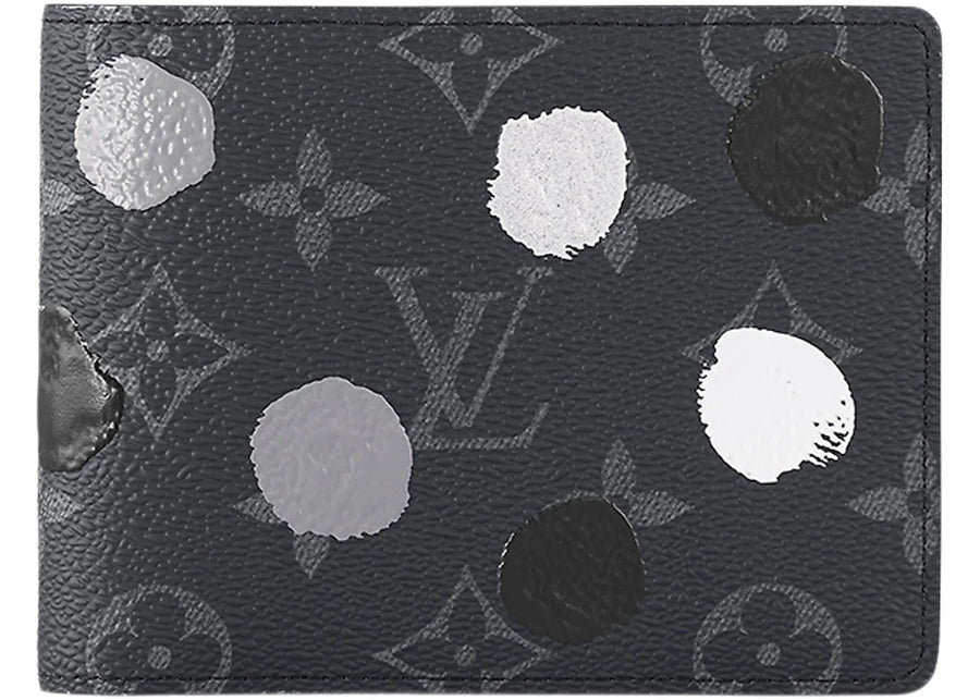 Portefeuille multiple Louis Vuitton x Yayoi Kusama Monogram Eclipse Noir/Argent
