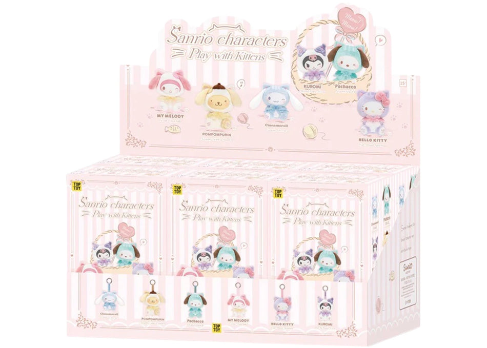 Miniso Top Toy Sanrio Play with Kittens Series Plush Keychain Sealed Case (6 Blind Box)