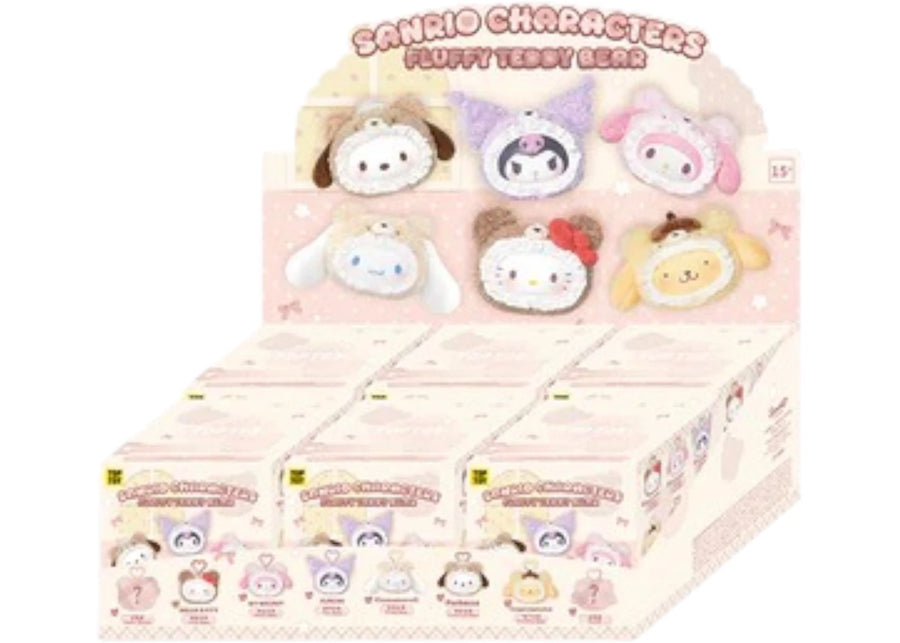 Miniso SANRIO Porte-clés en peluche ourson duveteux, coffret cadeau scellé (6 boîtes surprises)