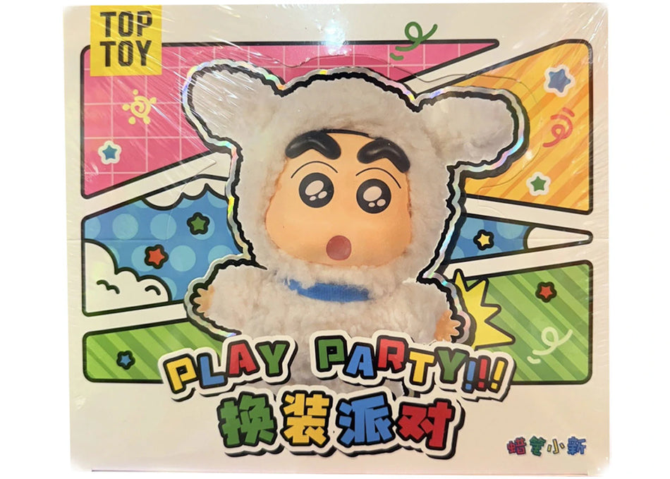 Miniso Top Toy Crayon Shin-Chan Dress Up Party Series Vinyl Plush Keychains Sealed Case (4 Blind Box)