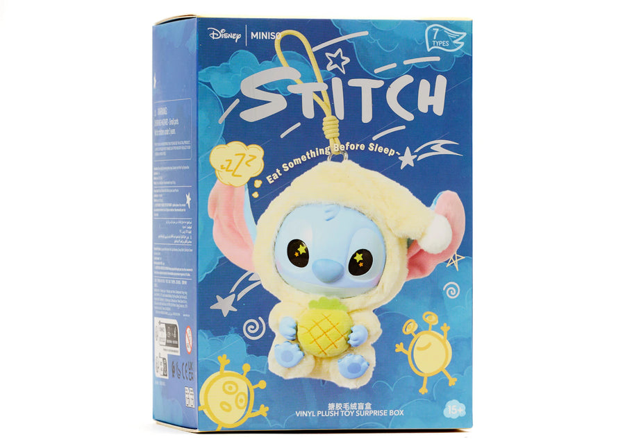 Miniso Top Toy Disney Stitch mangeant quelque chose avant de dormir, porte-clés peluche, boîte surprise individuelle