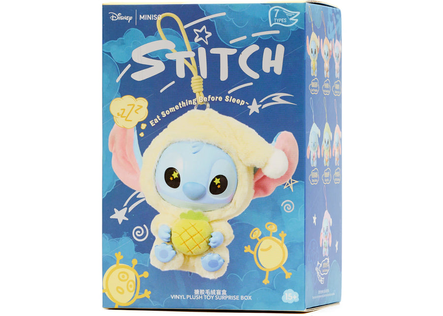 Miniso Top Toy Disney Stitch mangeant quelque chose avant de dormir, porte-clés peluche, boîte surprise individuelle